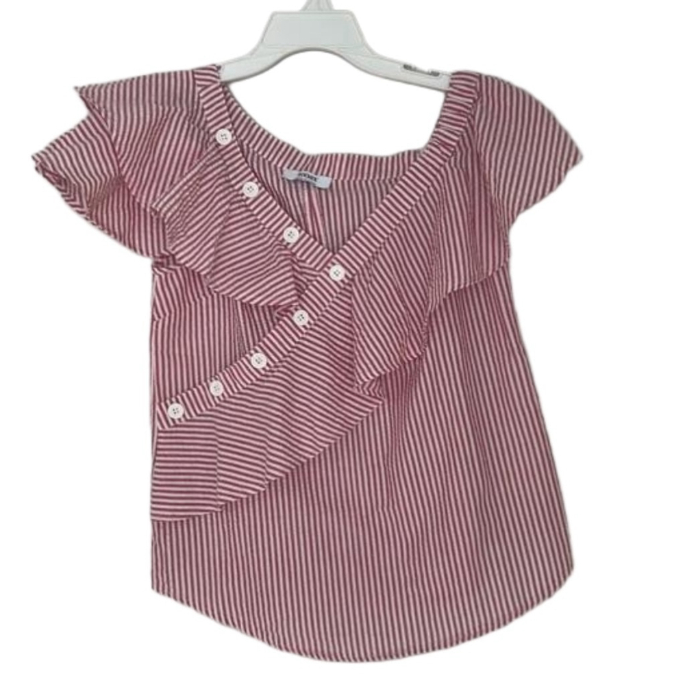 Tenax Ruffle Detail Off Shoulder Striped Top - Picture 2 of 7